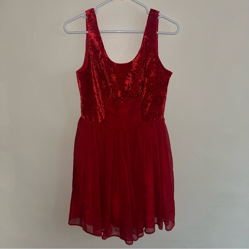 Free People Red Velvet Bodice Mini Dress